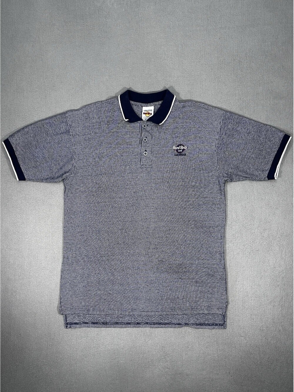 Vintage Hard Rock Cafe Las Vegas Polo Shirt Men’s Large Blue Embroidered USA